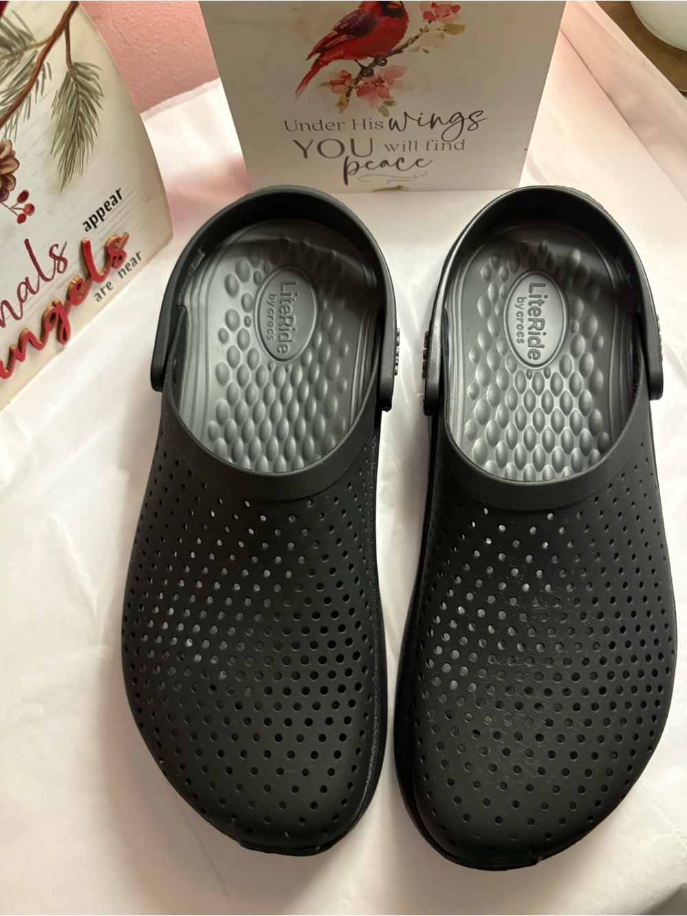 CROCS LiteRide Perforated Clog in Black and Gray